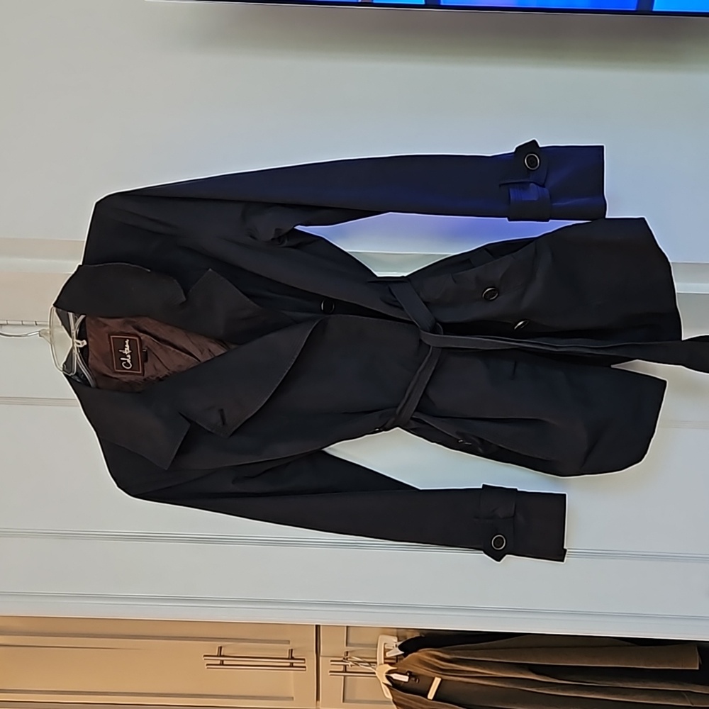Cole Haan black short trenchcoat size Medium